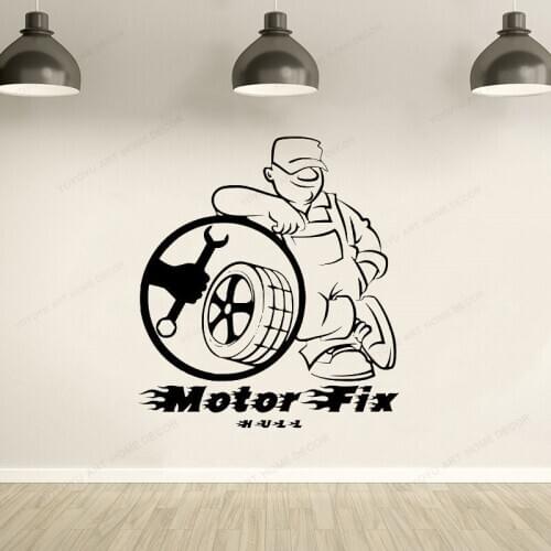 Tire Service Repair wall decor Personalised motor fix Wall Art Sticker Car Garage wall mural HJ50