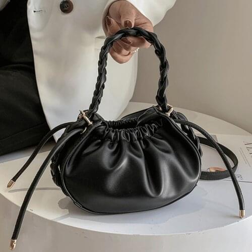 Bags for Women 2021 New Luxury Handbags Casual Hobos Bag Female Soft Leather Shoulder Bag Simple Messenger Bags Drawstring Tote