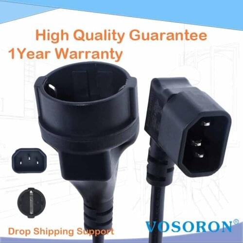 PDU Power Lead UPS Power supply cord IEC 320 Right angled C14 to European Schuko CEE7/3 Outlet Socket Adapter Extension Cable