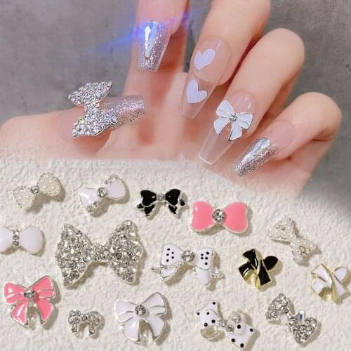 Nail Art Jewelry Rhinestone Bowknot Nail Decoration Super Flash Exquisite Color Diamond Japanese Three-dimensional Bowknot Nail