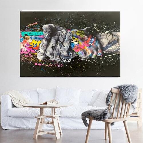 Street Graffiti Art Canvas Painting Hands Hold Tight Art Wall Posters and Prints Inspiration Artwork Picture Living Room Decor