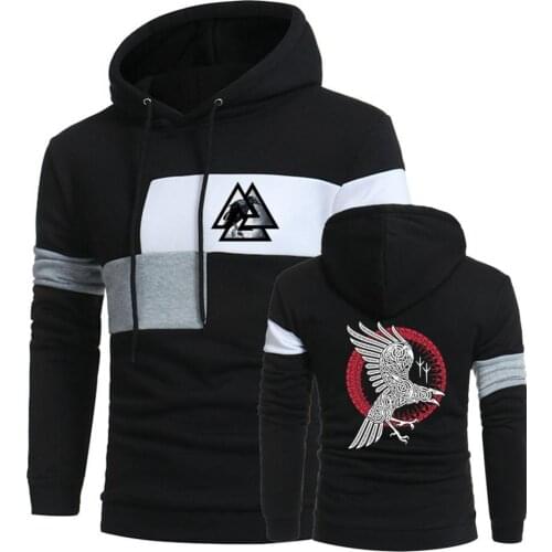 Unisex 3 Color Viking legend Ragnars Raven Coat College Cotton Sport Hoodies Splice Pullover Unisex Male Sweatshirts