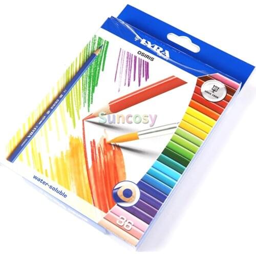 LYRA Osiris Water-Soluble Short Colored Pencils, 3.3 Millimeter Cores, Set of 24 36 Pencils, Assorted Colors