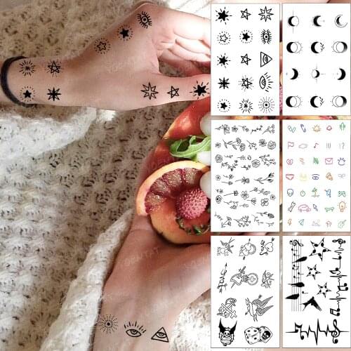 Waterproof Temporary Tattoo Sticker Eye Star Geometric Linear Simple Small Flash Tatoo Finger Wrist Woman Man Child Fake Tatto