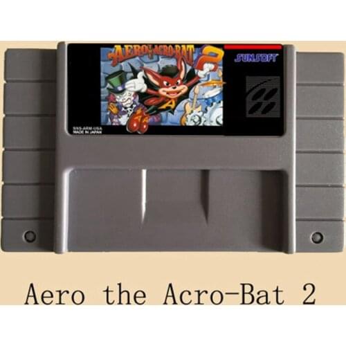 High Quality 16 Bit Aero the Acro-bat 2 NTSC Big Gray Game Card For USA Version Game Player