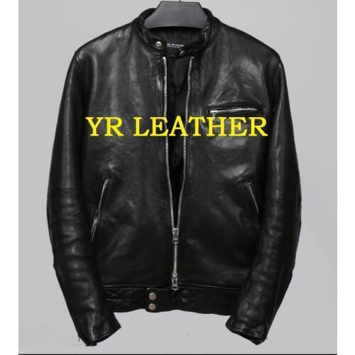 YR!Free shipping.Pakistan tanning sheepskin.Brand Luxury motor biker style leather jacket,men slim genuine leather coat