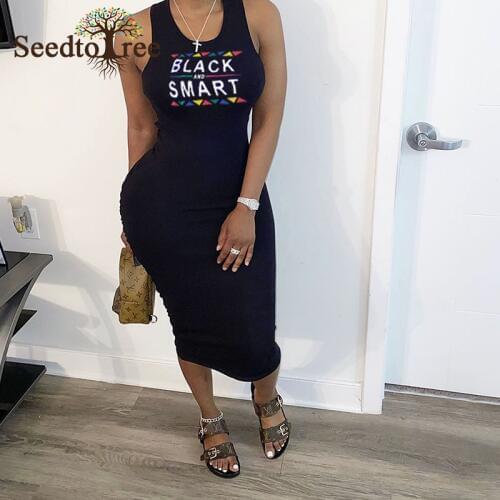 Letter Print Thick Strap Sleeveless Cut Out Back Bodycon Dress Women Pleated Casual Midi Summer Dress