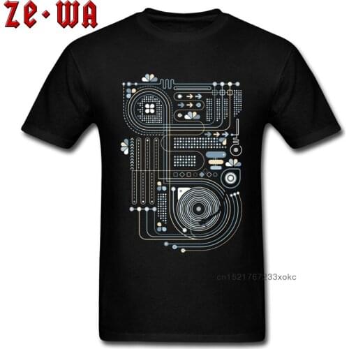 100% Cotton TShirt Geek Mens T-shirts Custom T Shirt Funky Circuit Tops & Tees Thanksgiving Day Vinyl Records Round Neck Camisa