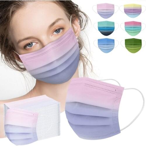 100pc Adults Mask Gradient Print 3 Layer Disposable Mask Desechables Halloween Cosplay Mask Маска Mascaras Mascarillas Mondmaske