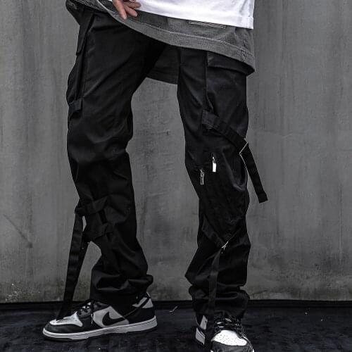 2021 New Black Techwear Japanese Streetwear Causal Straight Pants Men