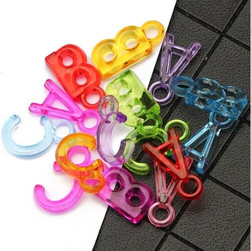 10-21mm Mixed Colors Transparent Acrylic Beads Letters ABC Spacer Beads For Jewelry Making DIY Handmade Necklace Bracelet 30pcs