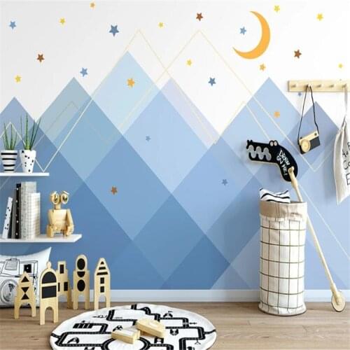 Milofi custom 3D wallpaper mural geometric mountain peak starry sky living room bedroom background wall decoration painting wall