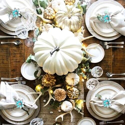 4 Pcs Blue Lotus Holder Napkin Ring Table Plate Napkin Ring Napkin Buckle Holder Floral Designer Napkin Holder for Party