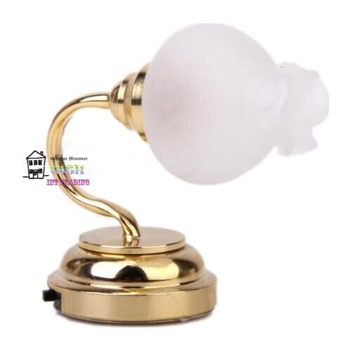 Free Shipping 1:12 Dollhouse Miniature Tulip flower type wall lamp LED light Battery Operated