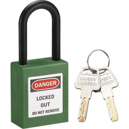 1pc Lockout Tagout Locks,1-1/2 Inch Shackle Key Different Safety Padlock Green