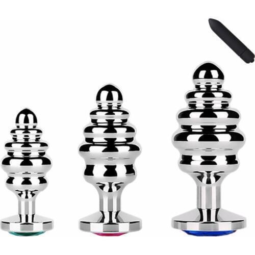 Large medium small as 1 set metal anal beads butt plug four leaf cover thread round jewelry insert anus SM no vibrator sex toy