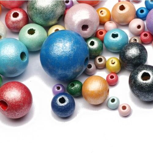 Mixed Color Natural Wood Beads Wood Beads 6-25mm Round Spacer Beads for DIY Jewelry Design Necklace Bracelet Beaded Accessories