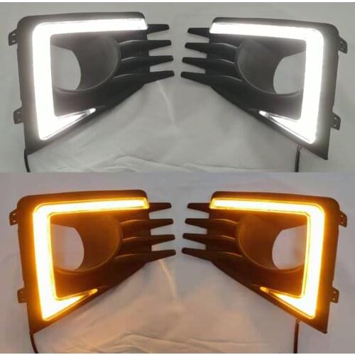 CSCSNL 1Pair Car DRL Lamp LED Daytime Running Light For Mitsubishi Mirage 2020 2021 Dynamic Yellow Turn Signal Function 12V