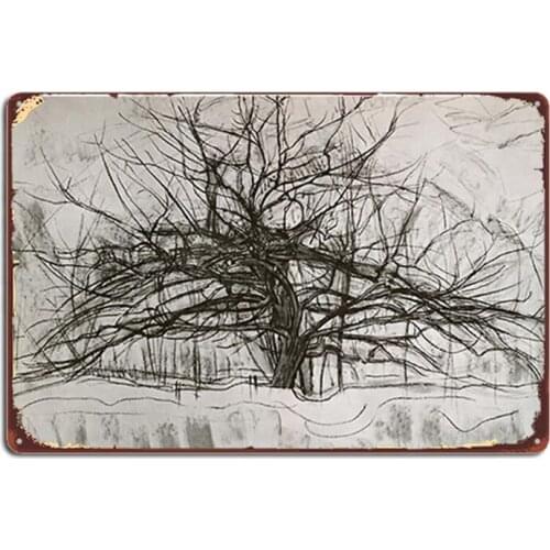 Tree Ii, 1912 By Piet Mondrian Metal Signs pub Cinema Decoration Plaques Tin sign Posters