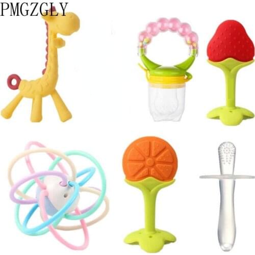 Baby Silicone Teethers apple Giraffe Fruit Baby Teething Product Accessories For Pacifier Chains BPA Free silicone teether