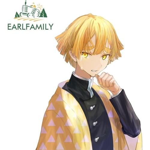 EARLFAMILY 13cm x 10.5cm For Zenitsu Creative Decal Fine Car Assessoires Stickers Personality Surfboard Waterproof Car Styling