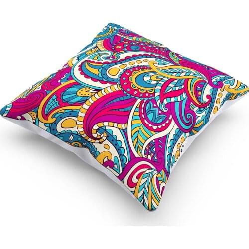 HD Printing Polyester Cushion Cover Flowers Bohemia Pillowcase Soft Seat Cushion for Sofa Decorative Throw Pillow Case