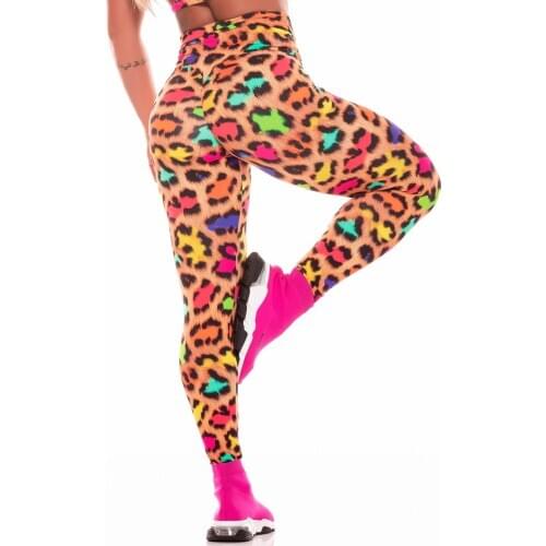 Colorful Leopard Printed Tights Sexy Gym Sport Pants Womens Fitness Leggings