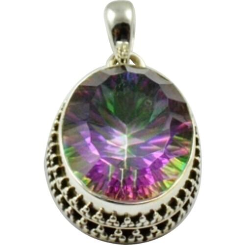 Lovegem Nature Mystic Topaz Pendant 925 Sterling Silver , 33.9 mm, MHBAP4647