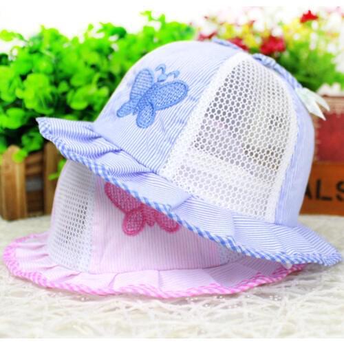 Trendy Outdoor Baby Girls Boys Toddlers Butterfly Cotton Summer Sun Hats Caps Windproof and breathable baby sunshade cap