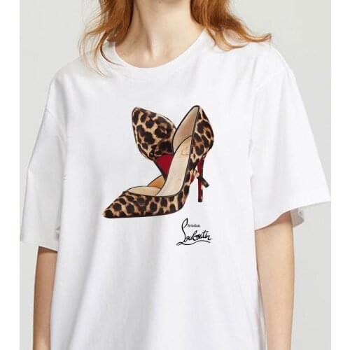Fashion printed short-sleeved tops T-shirt Womens T-shirt casual high-heel T-shirt graphics T-shirt Harajuku female clothes