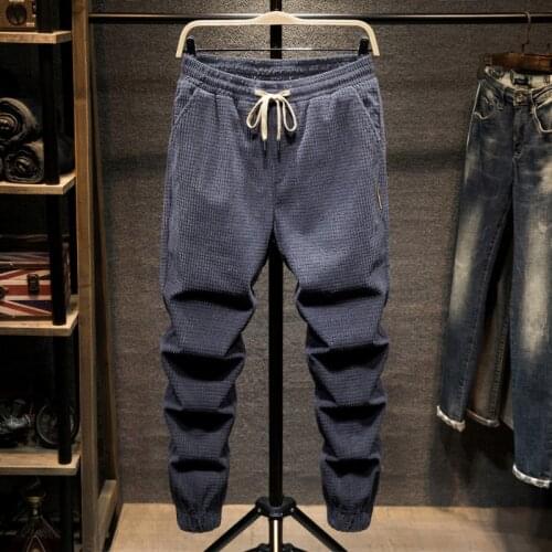 Oversize 5XL 6XL 7XL Mens casual pants 2021 autumn and winter thick Casual waffle fabric stretch loose harem pants men