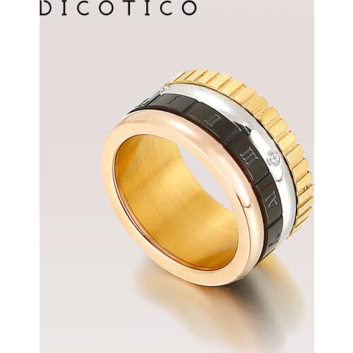 Multiple Color Stainless Steel Rings For Women Cubic Zirconia Roman Numeral Engagement Wedding Rings 4 Layers Mujer Anillos 2021