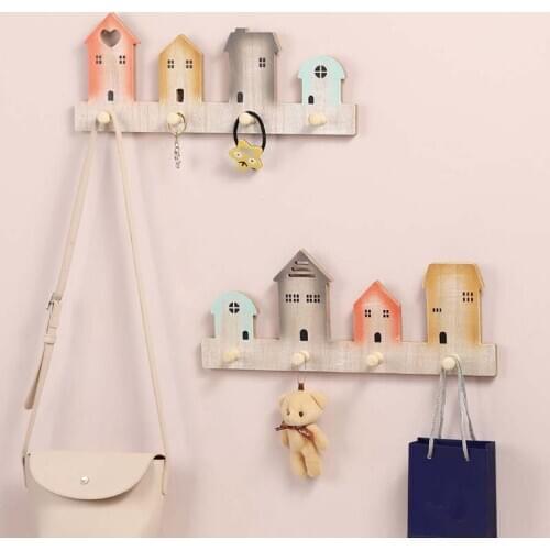 Nordic House Shape Decor Storage Shelf Rack Wall Hanging Wood Toys Model Baby Kid Room Furnish Artic Home Decoration