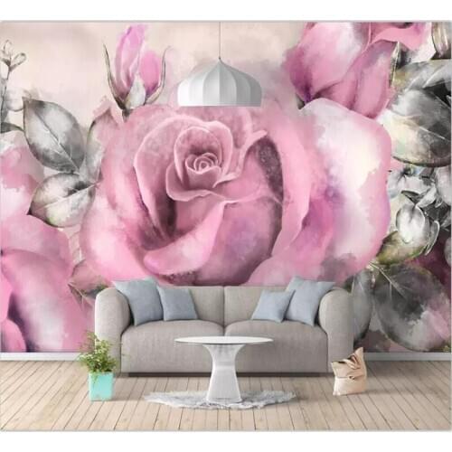 Beibehang Wallpaper white wallpaper mural relief three-dimensional rose romantic warm living room bedroom TV background wall