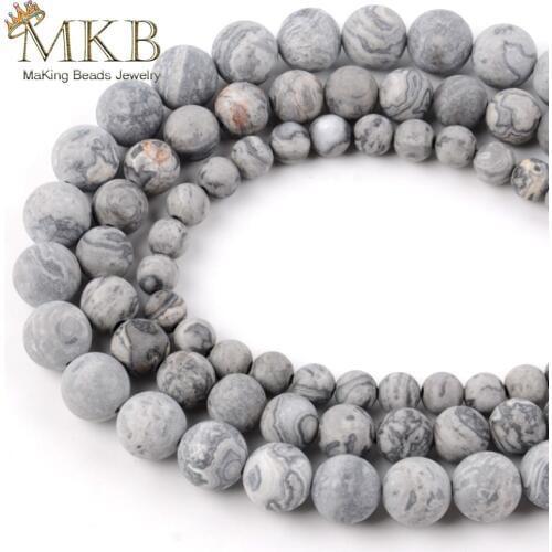 Natural Stone Dull Polish Matte Map Jaspers Round Beads For Jewelry Making 6/8/10/12mm Spacer Beads Fit Diy Bracelet Wholesale