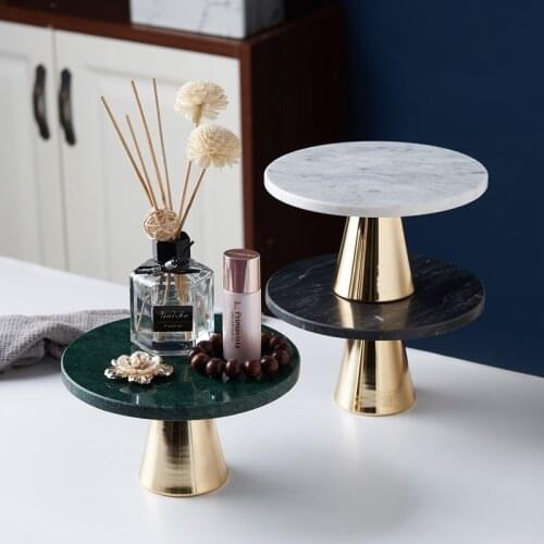 Nordic Style Natural Marble Cake Display Tray Jewelry Rack Dessert Table For Home Furnishings