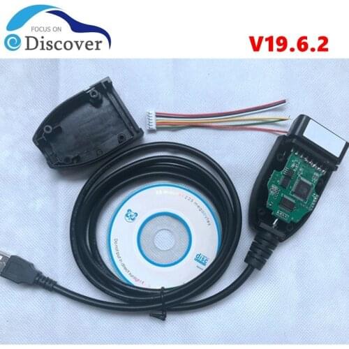 Newest V19.6.2 1st cable green PCB with ATMEGA162 Chip+FT232RL+MCP2515+ATMEL740 19.6 OBD2 Diagnostic Cable
