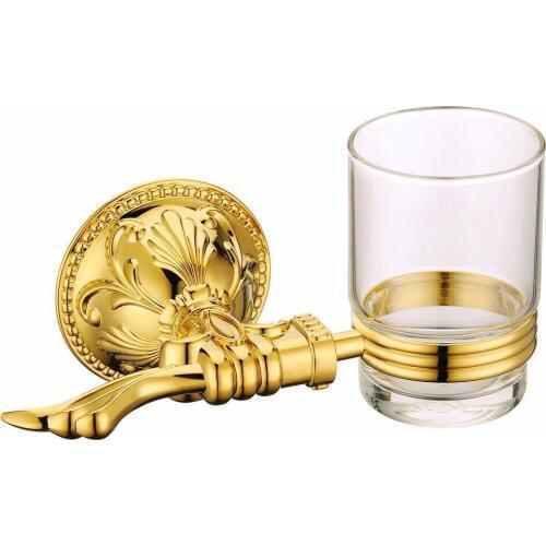 Single Tumbler Holder,Toothbrush Cup Holder,Gold finish glasss cup,Bathroom Accessories GB001b