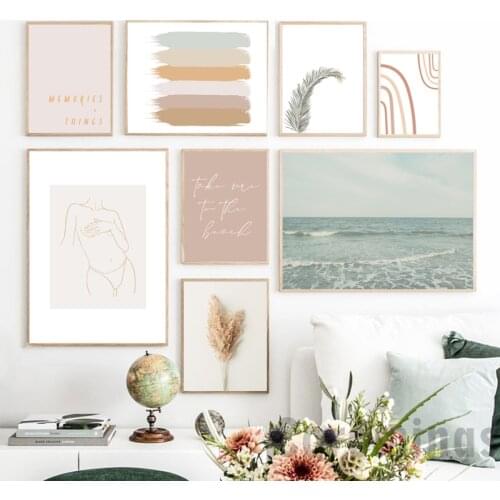 Boho Beach Landscape Photography Posters Abstract Nude Female Line Art Prints Gallery Wall Decoration Canvas Painting Pictures