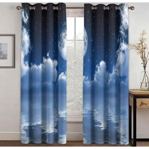 Sky Star Scenery Printing Casual Wind Curtain Living Room Bedroom Curtain Decoration Hotel Curtain Adult Home Essential Curtain