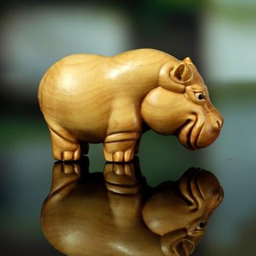 Boxwood wood carving African rhinoceros hippo elephant ornaments creative car decoration home crafts