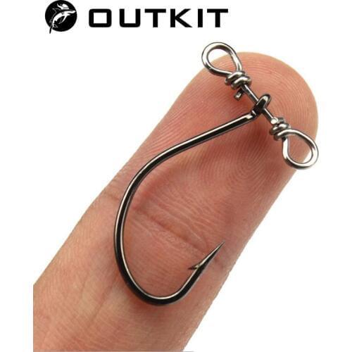 OUTKIT 10pcs Down Shot Rig Hook Single Crank Fishing Hook High Carbon Steel Sharped Fishhooks For Soft Lure Bass With Balance