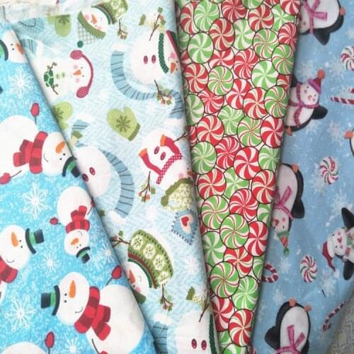 Snowman Christmas series printed DIY Sewing twill 100% cotton fabric for baby clothes bedding 50x110cm