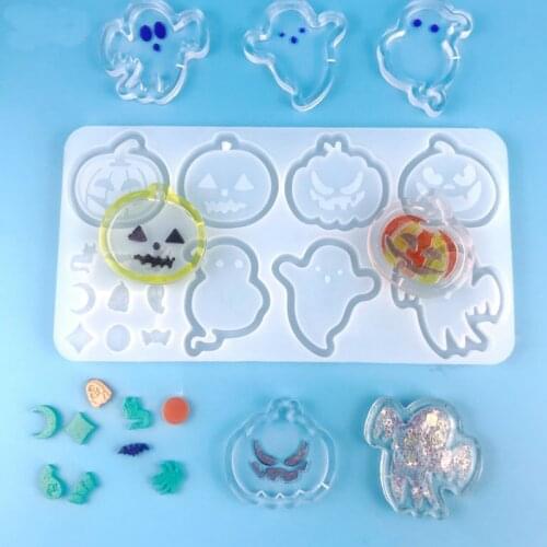 Halloween Pumpkin Ghost Decor Shaker Silicone Mold Diy Jewelry Fillings Pendant Handmade Epoxy Resin Keychain Mould Craft