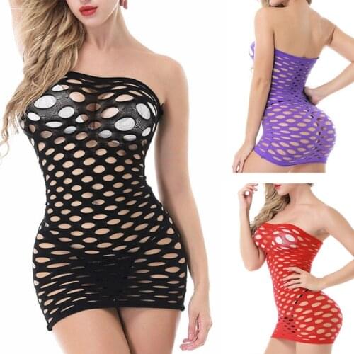 Temptation Sexy Lingerie Whole Body Hollow Out Net Siamese See Through Elasticity Slim Hip Skirt for Womens Girls U1JD