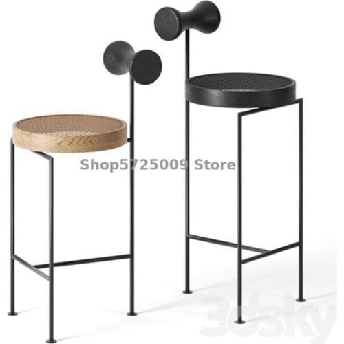 Modern minimalist metal hotel chair model room fashion bar chair European style household bar stool KTV front desk high chair