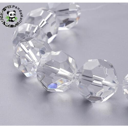 6mm 8mm 10mm 12mm 18mm 20mm Faceted Glass Round Beads Clear for Jewelry Making