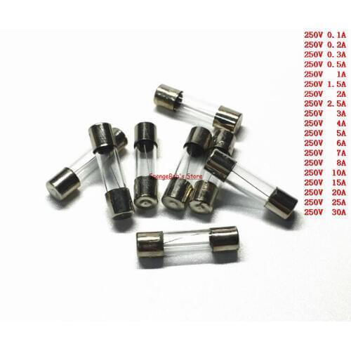 50 pcs 5x20mm Fast Blow Glass Fuse 0.1A/0.2A/0.3A/0.5A/1A/1.5A/2A/2.5A/3A/4A/5A/6A/7A/8A/10A/15A/20A/25A/30A Glass Tube Fuse