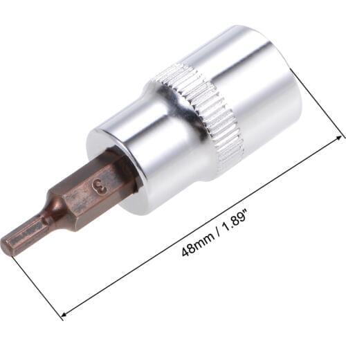 Uxcell 3/8-Inch Drive Bit Socket H3 S2 Steel 48mm Length 2 Pcs