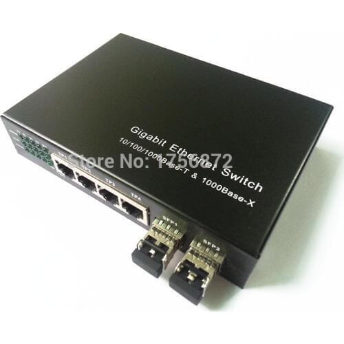 Sfp 10/100/1000M 2xfiber+ 4xRJ45 fiber switch Unmanaged 10/100/1000Mbps Ethernet Fiber Switch multimodedual fiber 850nmLC